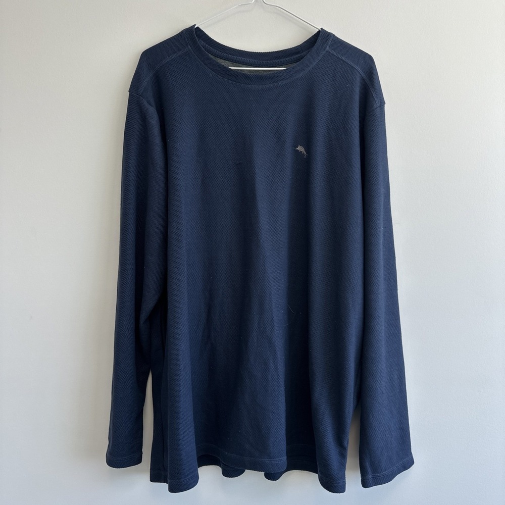 Tommy Bahama Men's XXL Deep Blue Long Sleeve Shirt Embroid Crew Neck (729)